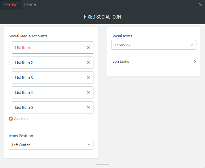 fixed social icon widget