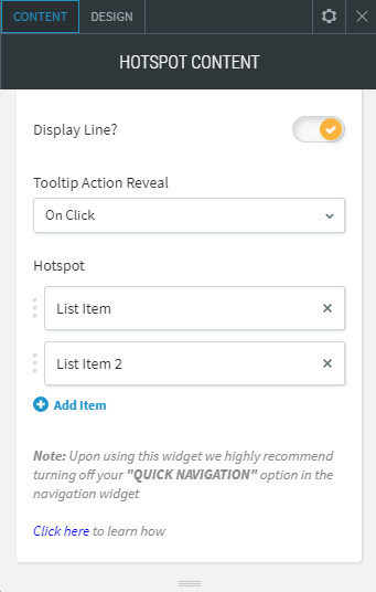 hotspot content widget