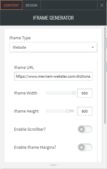 iframe generator widget