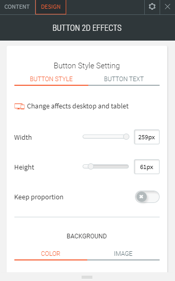 button 2d effects widget