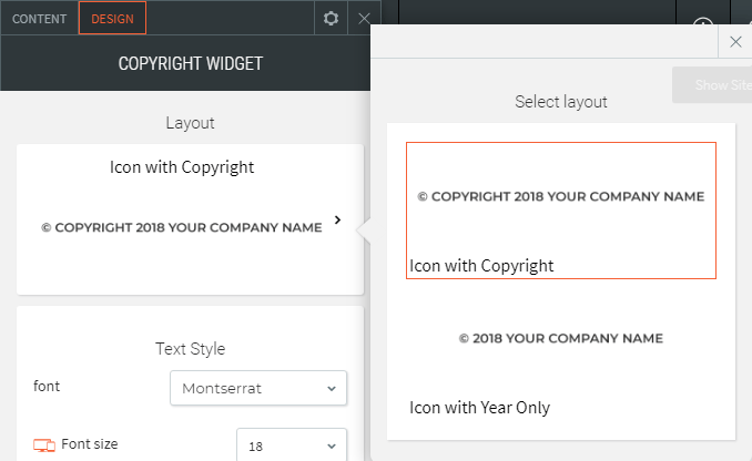 copyright widget