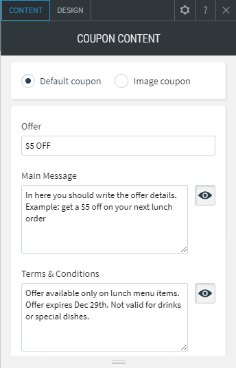 coupon widget