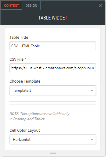 responsive table widget
