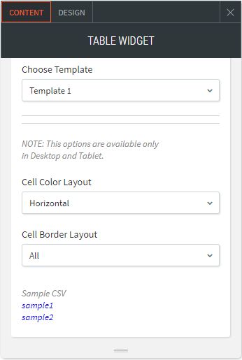 responsive table widget