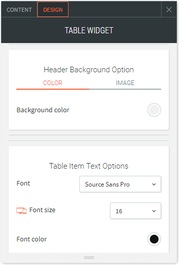 responsive table widget