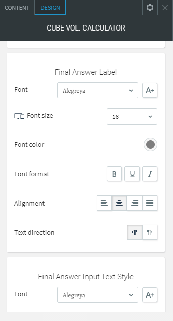 cube volume calculator widget