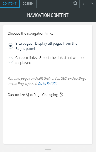 navigation links widget