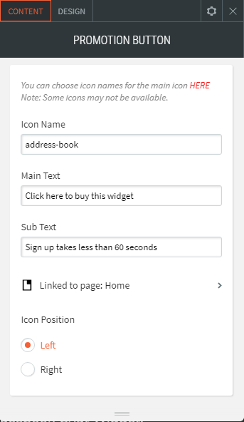 promotion button widget