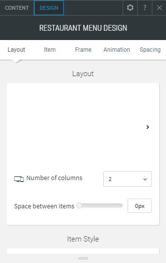 restaurant menu widget