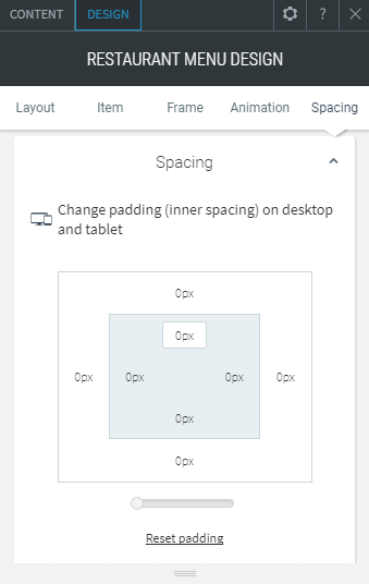 restaurant menu widget