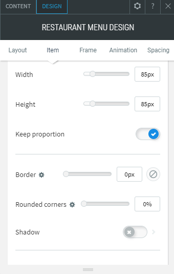 restaurant menu widget