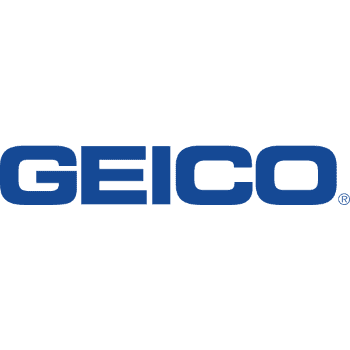 GEICO logo in bold blue capital letters on a white background.