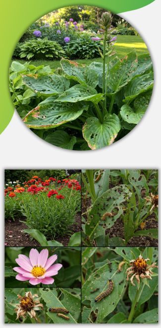 A collage of pictures of flowers and plants in a garden.