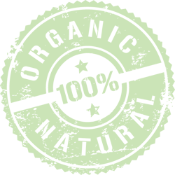 A green stamp with the words `` organic natural '' written inside of it.