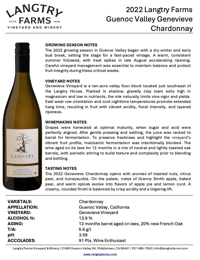 2022 Genevieve Chardonnay