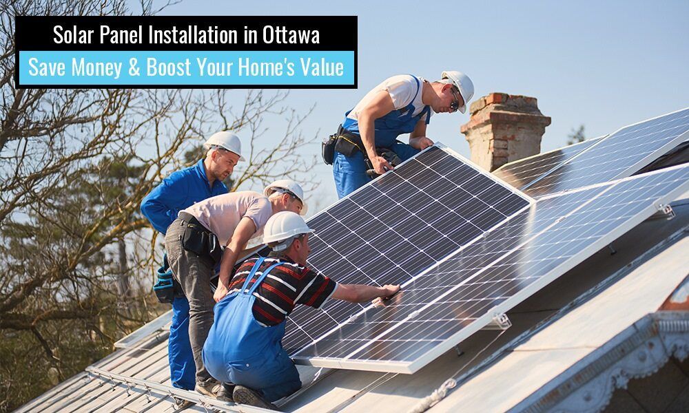 A man is installing a solar panel on a roof.