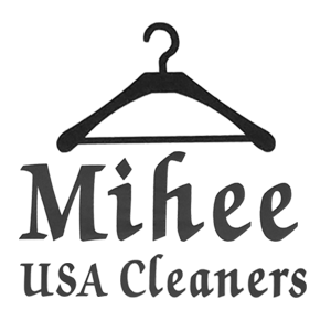 Mihee USA Cleaners logo: Hanger above the business name.