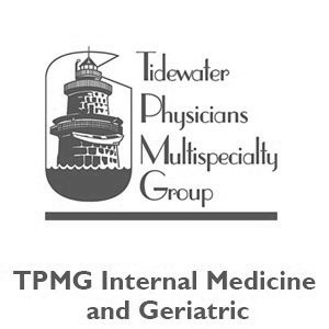 Logo for Tidewater Physicians Multispecialty Group, featuring a lighthouse. Text: TPMG Internal Medicine and Geriatric.