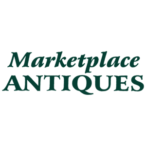 Marketplace ANTIQUES logo in dark green text.