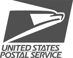 USPS logo: a gray rectangle with a white stylized eagle and the words 