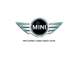 A mini cooper logo with wings on a white background.