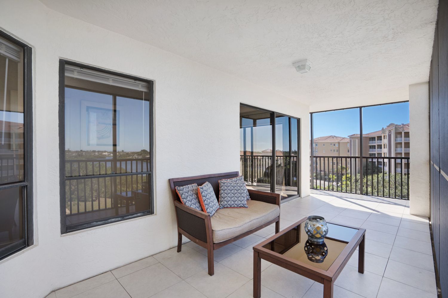 A living room with a couch and a coffee table
