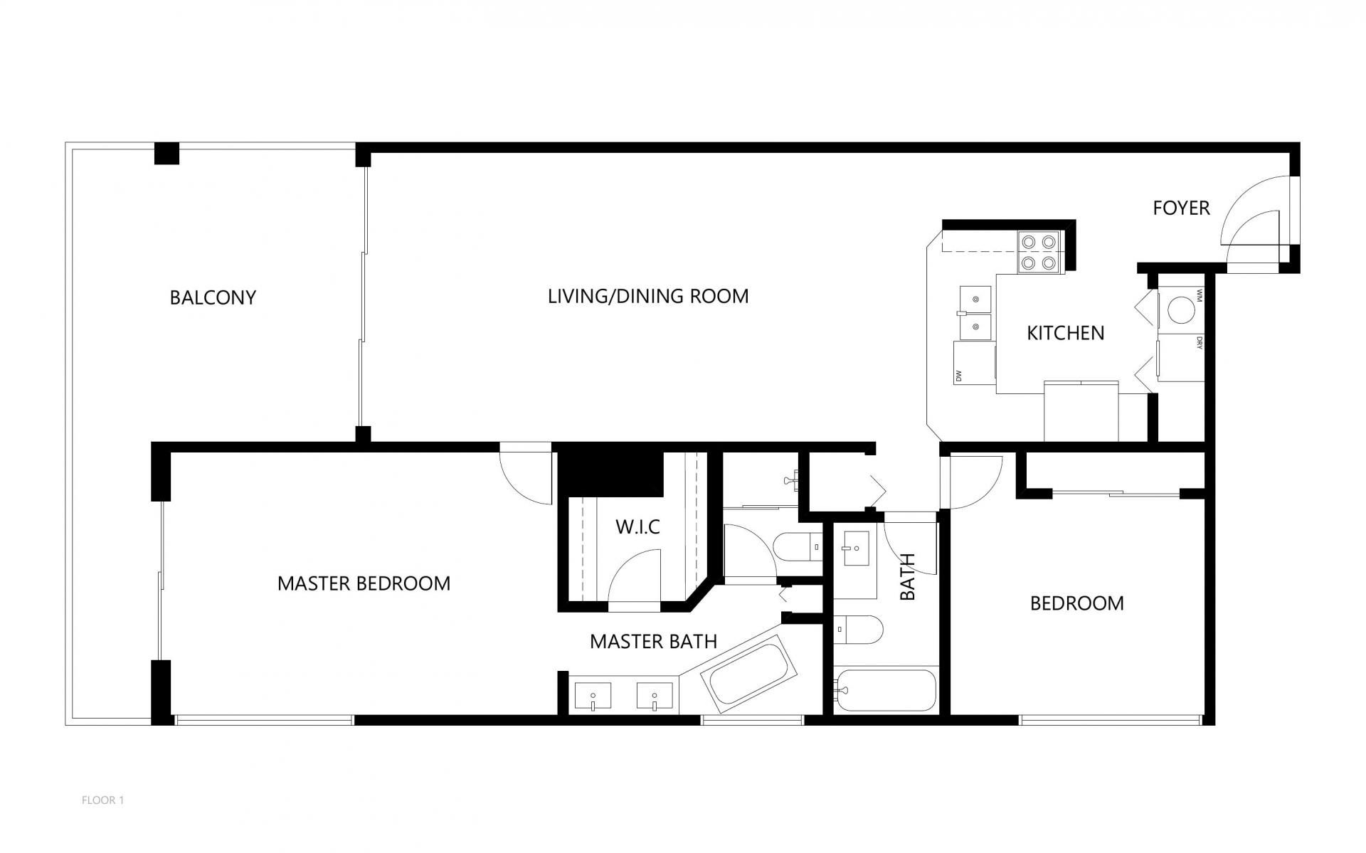 Floor Plan: 2 BEDROOM · 2 BATHROOM
