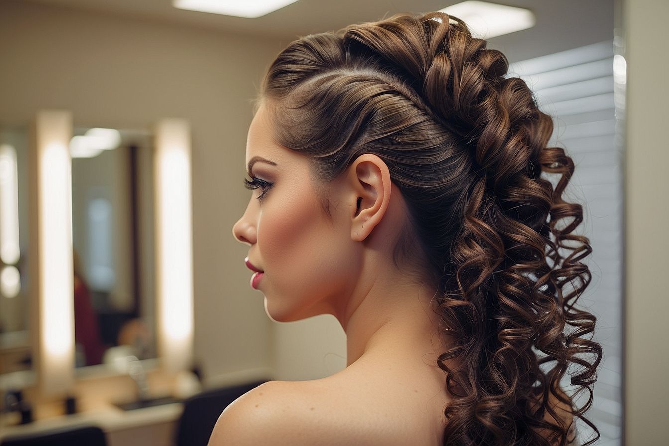 Image of a young woman with a stylish hairdo, showcasing the expertise and creativity of the salon's hairstyling services.