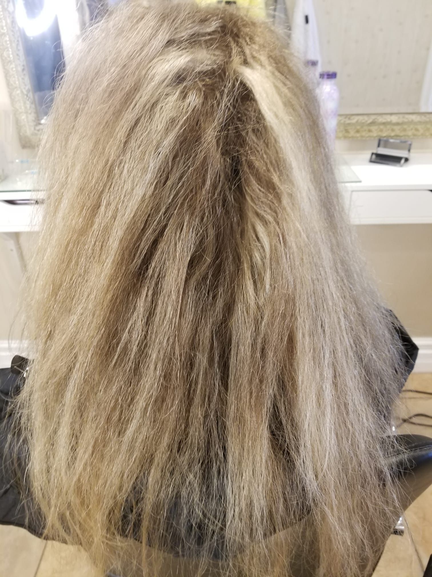 Close-up photograph showcasing hair exhibiting noticeable signs of damage, including split ends, breakage, and dryness, highlighting the need for appropriate hair care solutions