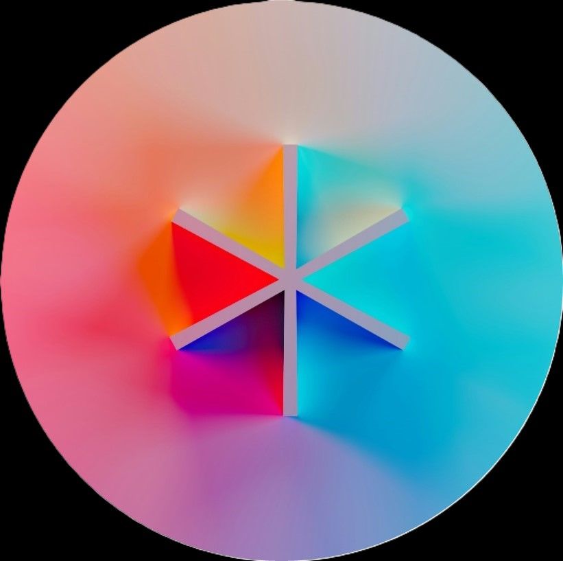 A colorful circle with a star in the center