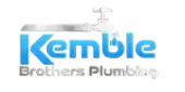 Logo for Kemble Brothers Plumbing with a blue and silver faucet design.