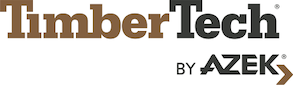 TimberTech logo by AZEK, with brown "Timber" and black "Tech," and by AZEK text.