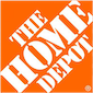 The Home Depot logo: white text on an orange background, angled, reading "The Home Depot".