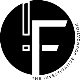 A black and white logo for the investigative foundation.