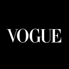 The vogue logo is white on a black background.