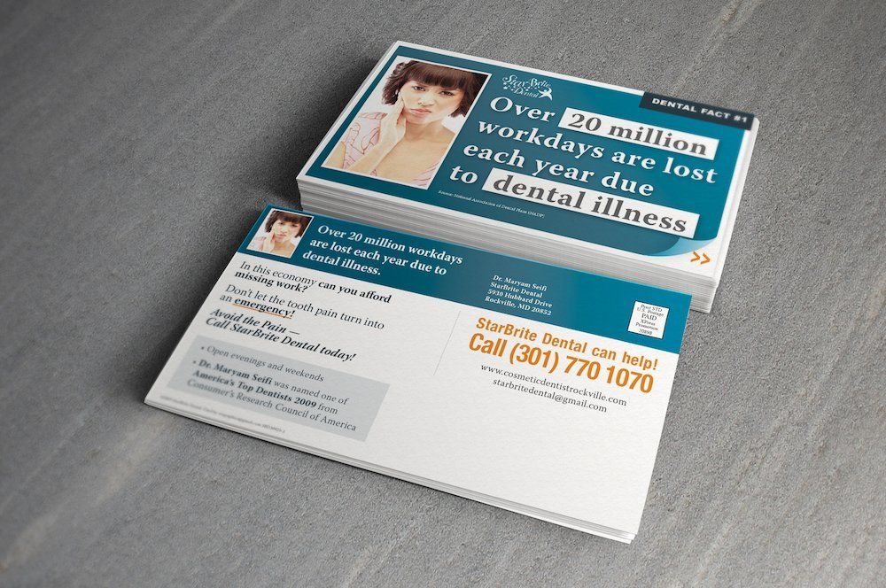 A postcard that says over 20 million workdays are lost each year due to dental illness