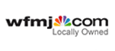A logo for wfmj.com , a locally owned radio station.