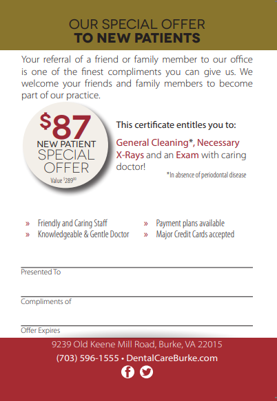 A flyer for a dental office offering a special offer to new patients.