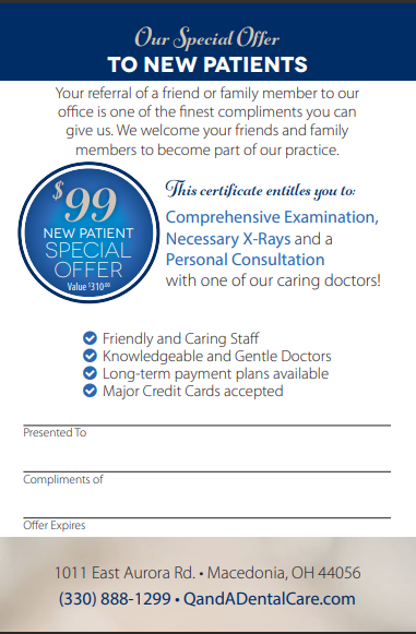 A flyer for a dental office that says `` our special offer to new patients ''