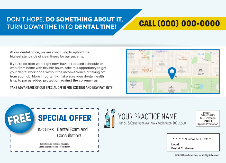 A flyer for a dental office with a free special offer