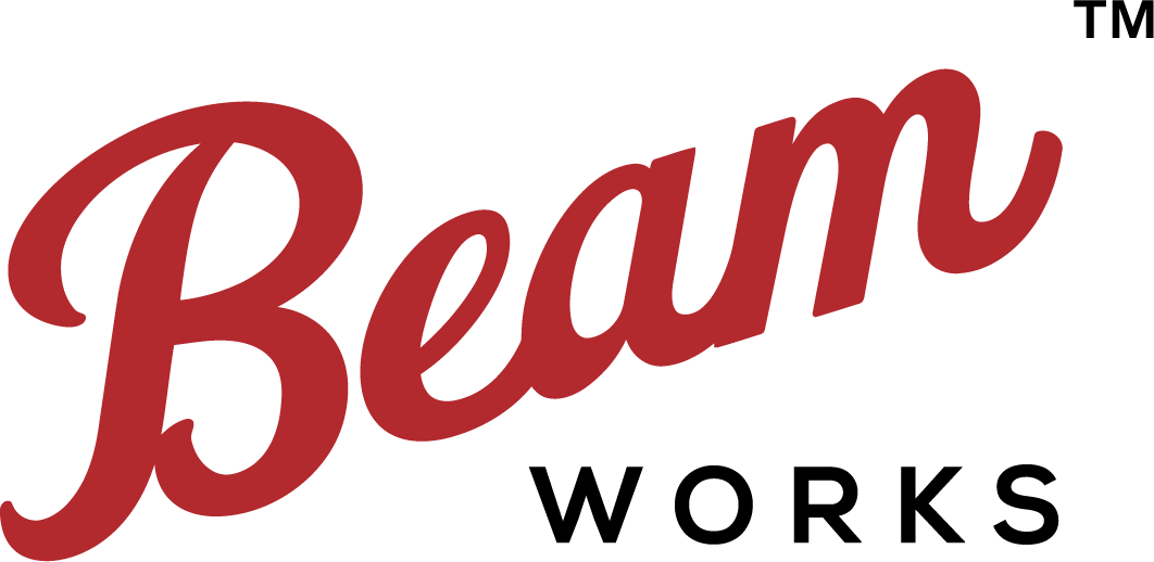 The beam works logo is red and black on a white background.