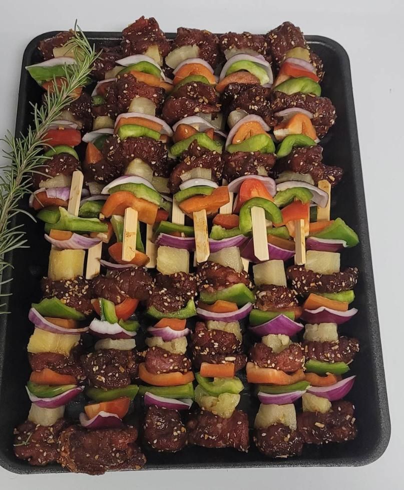 A Tray of Skewers With Meat and Vegetables on Them — Multy Cut Meats In Yorkeys Knob, QLD