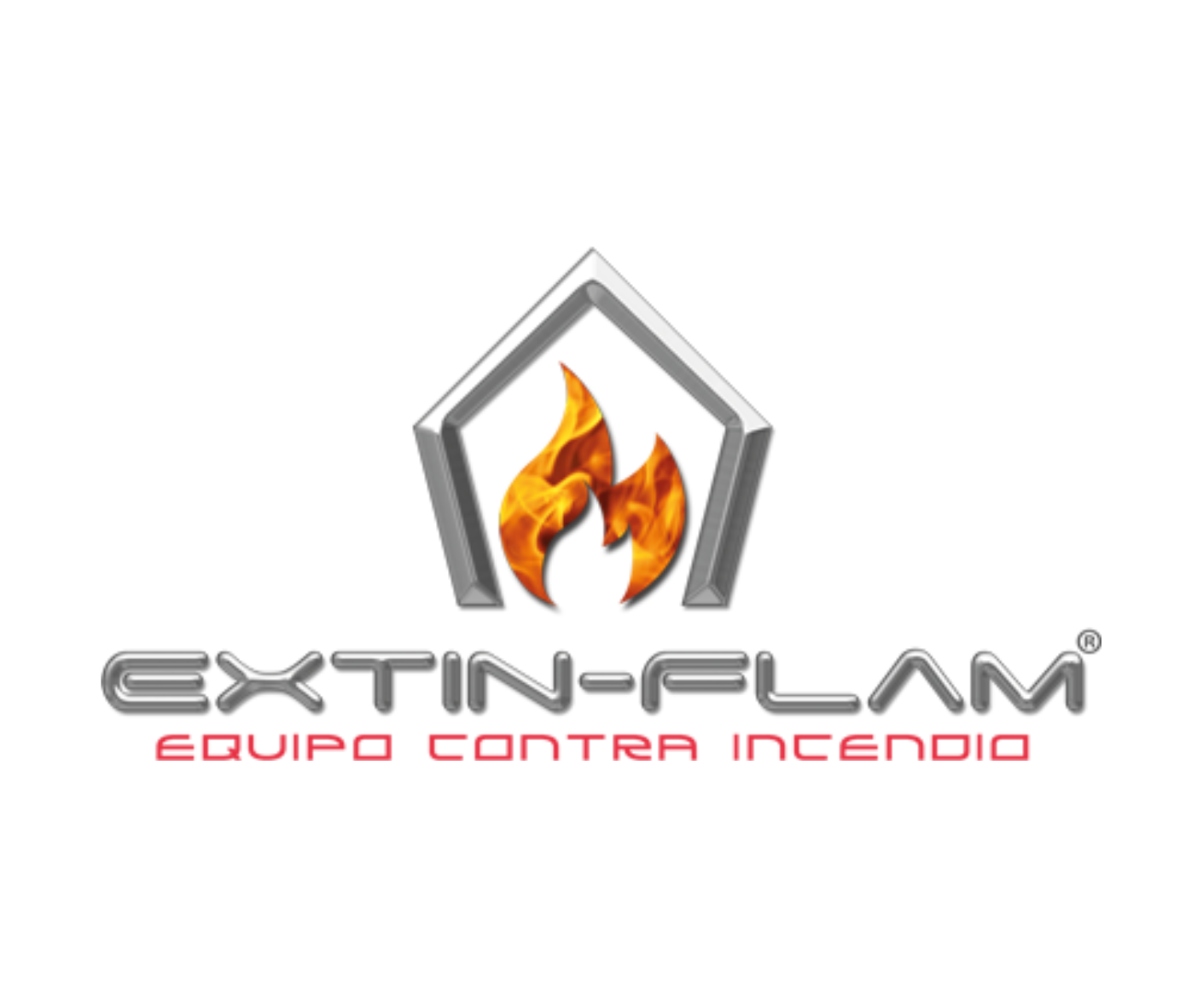 Un logotipo para equipos extin-flam contra el fuego