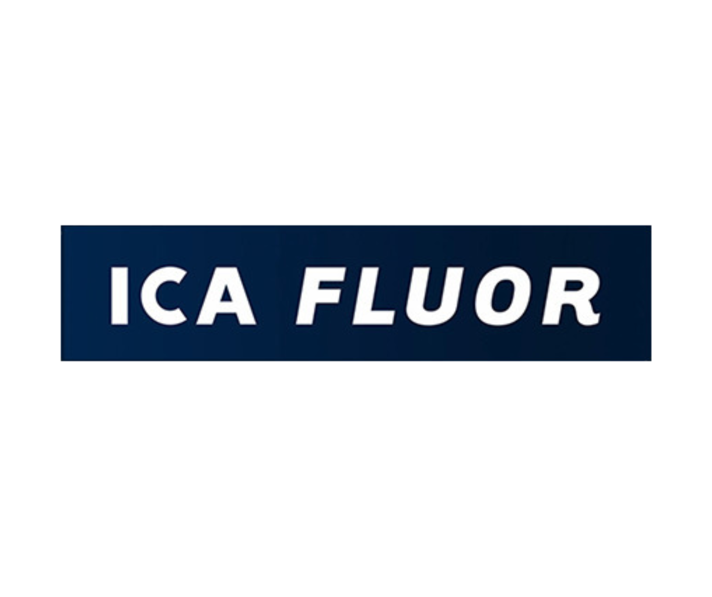 Un logotipo azul y blanco para ica fluor sobre un fondo blanco.