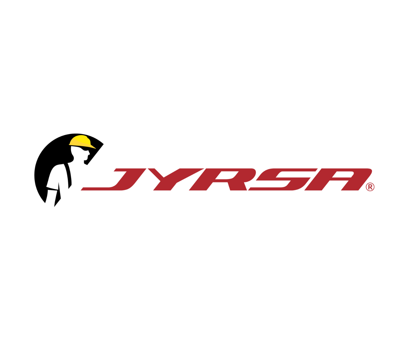 Un logotipo para Jyrsa con un hombre que lleva un casco.