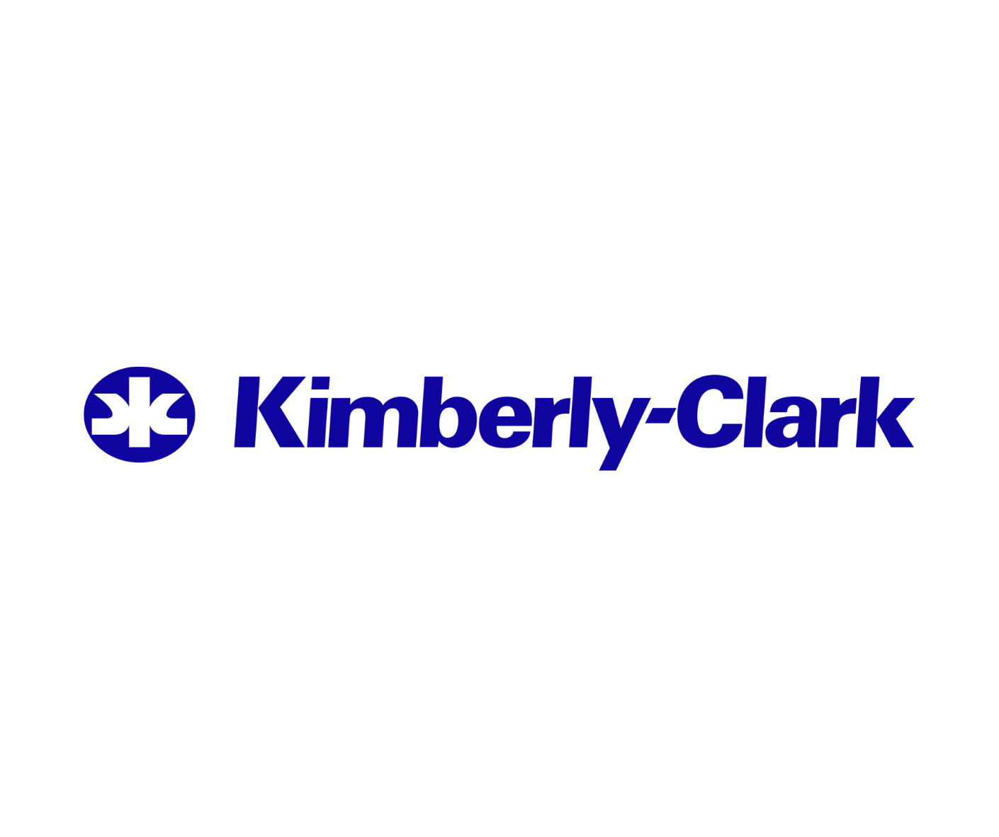 El logotipo de Kimberly Clark es azul y blanco sobre un fondo blanco.