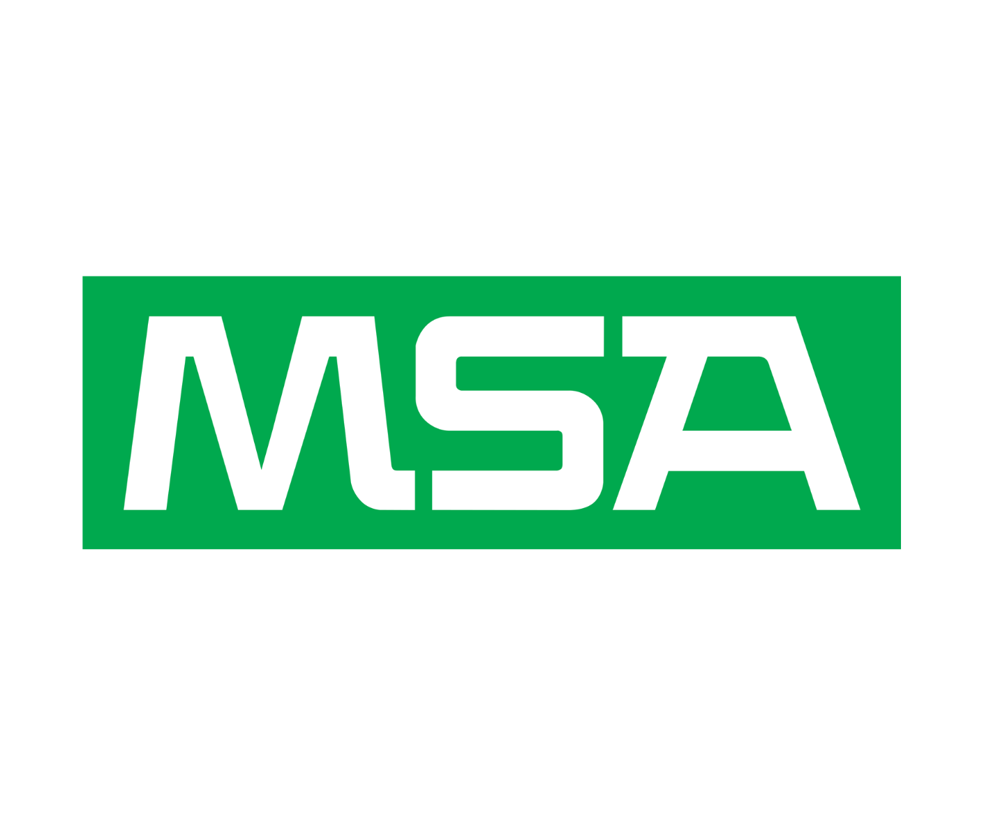 El logotipo de MSA es verde y blanco sobre un fondo blanco.