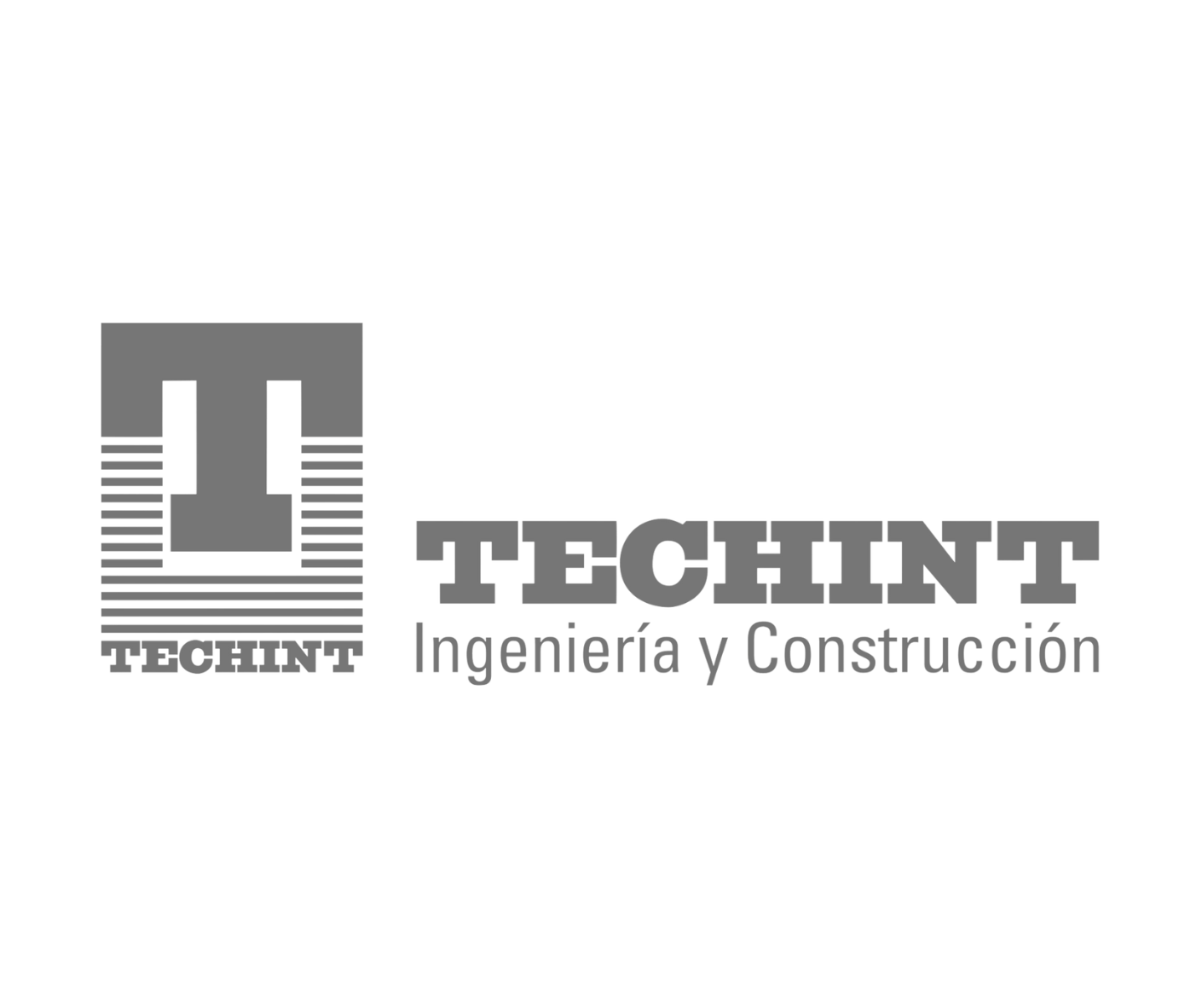A black and white logo for technt ingenieria y construccion