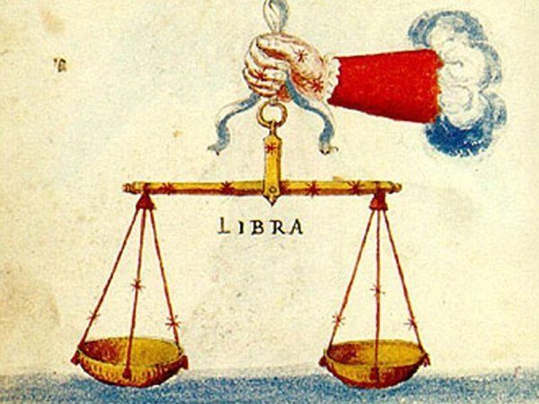 Disegno di una bilancia della Giustizia