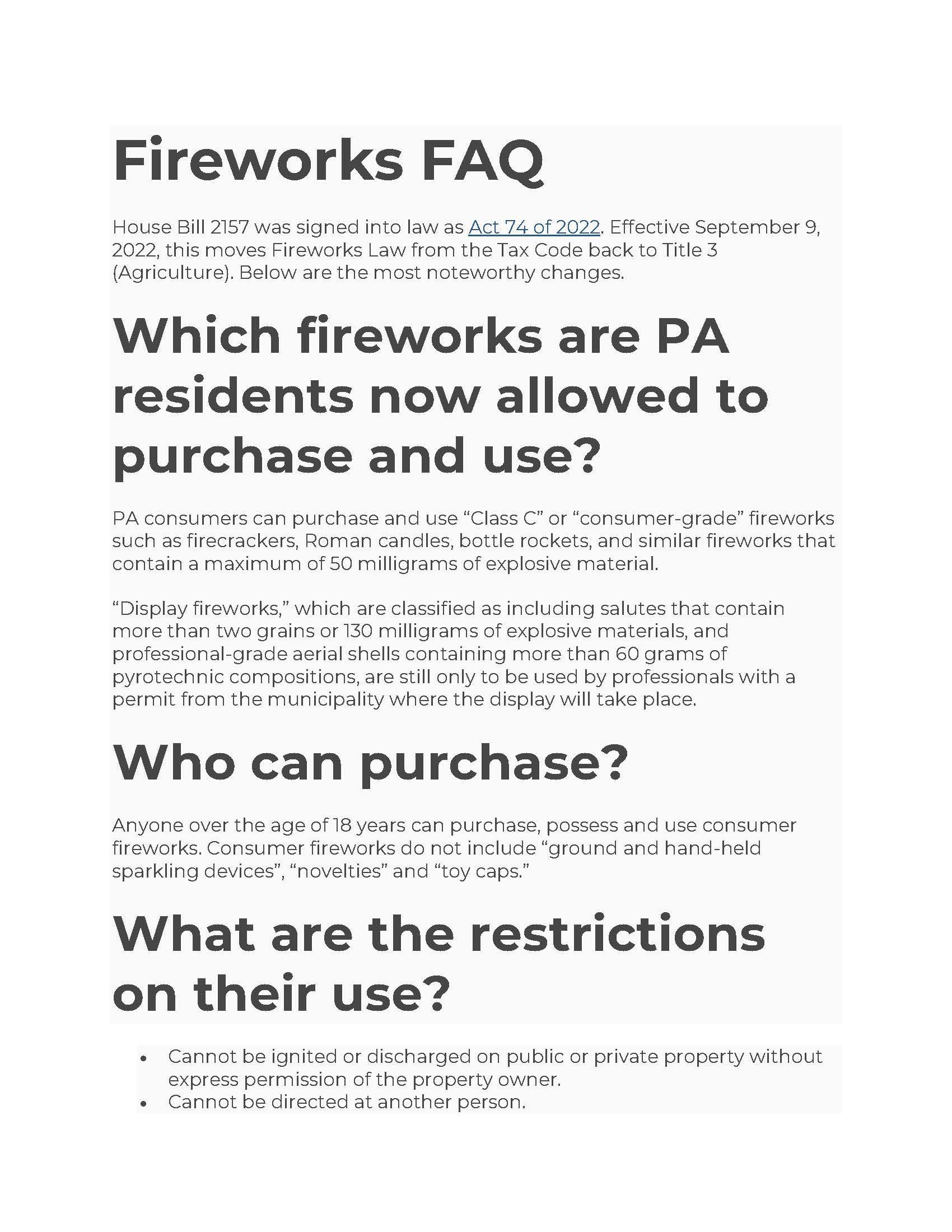 Fireworks FAQ's